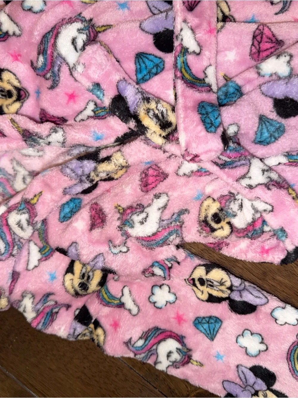 Toddler girl Pink Unicorn Plush Robe with Rainbow Accents